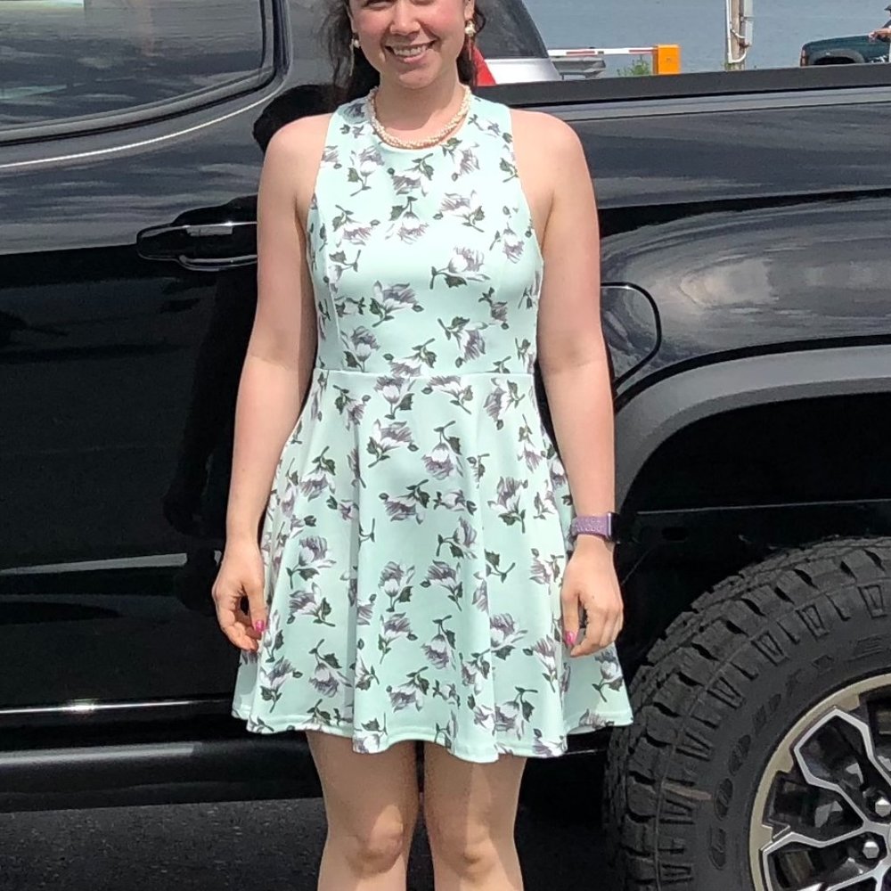 Francesca's Mint Floral Cross-backed Sundress